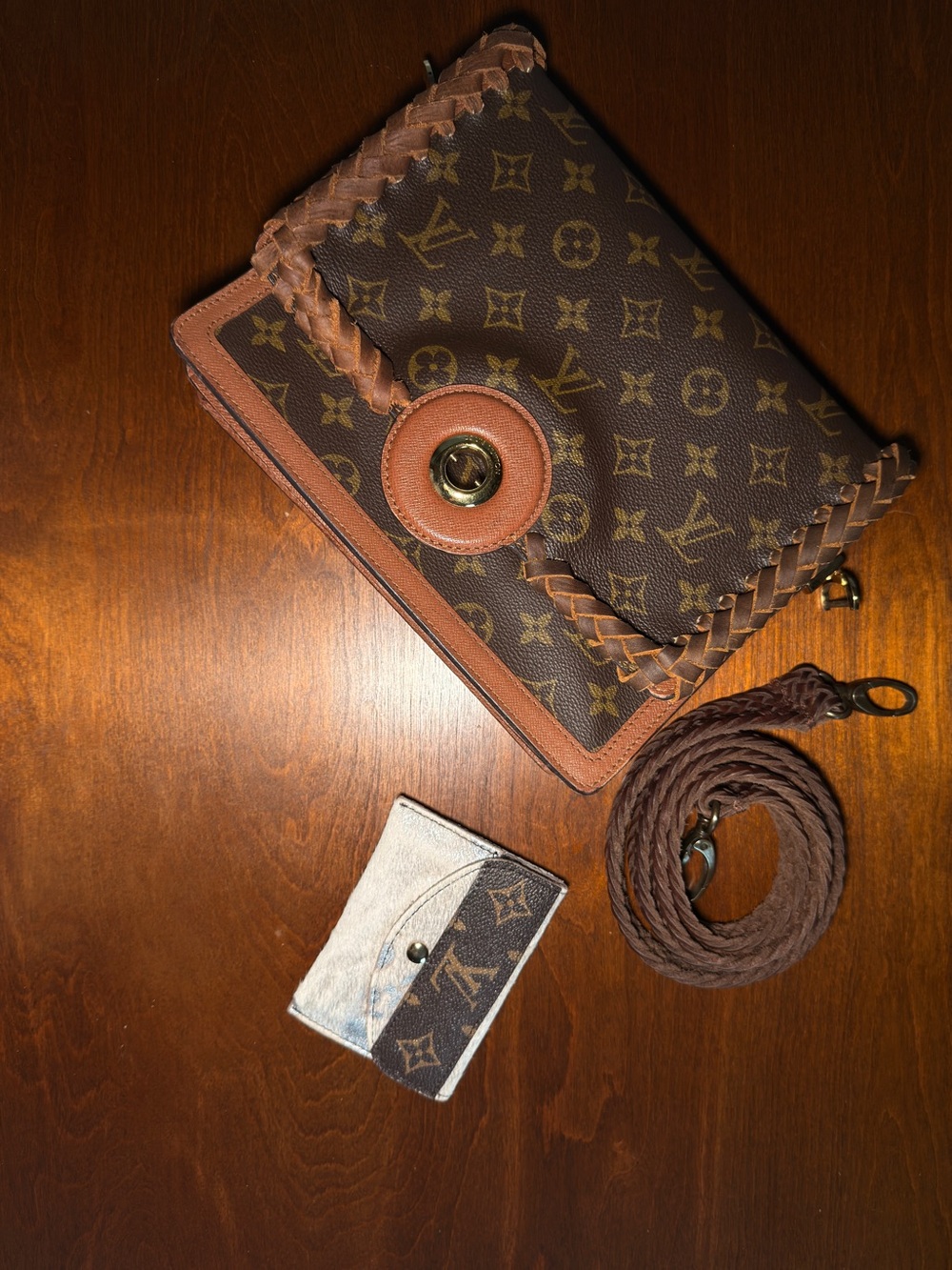 Louis Vuitton Brown Monogram Braided-Trim Messenger Bag with Removable Strap